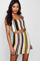 Boohoo Lottie Square Neck Stripe Skirt Co-ord Set