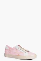 Boohoo Phoebe Lace Up Star Contrast Trainer Coral