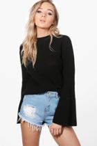 Boohoo Danielle Flare Sleeve Jumper Black