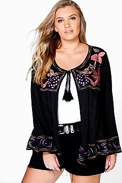 Boohoo Plus Cia Boutique Embroidered + Beaded Jacket