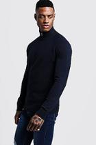 Boohoo Muscle Fit Half Zip Turtle Neck Sweater