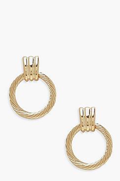 Boohoo Twist Circle Door Knocker Earrings