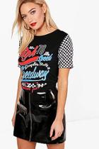Boohoo Printed Check Sleeve T-shirt