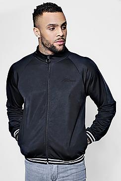 Boohoo Funnel Neck Man Signature Zip Through Track Top