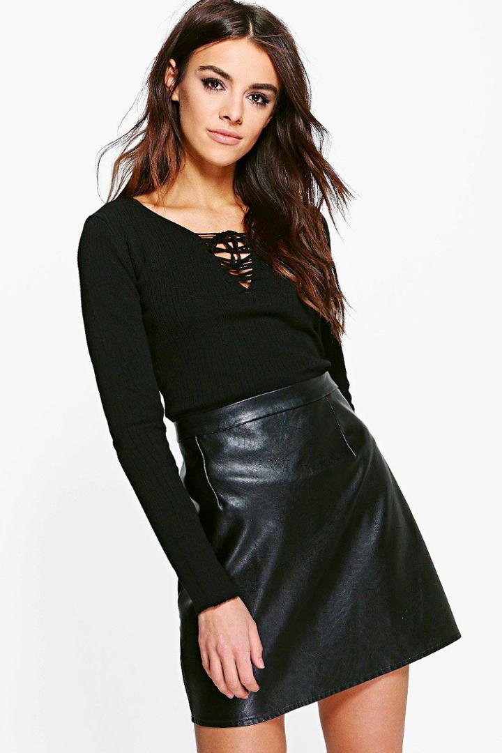 Boohoo Hannah Soft Rib Knit Jumper Black