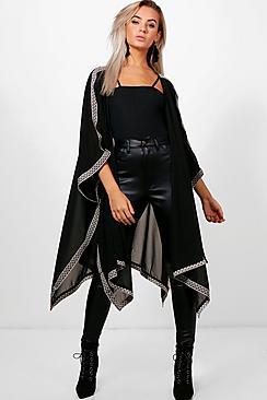 Boohoo Olivia Embroidered Trim Oversized Kimono