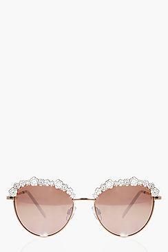 Boohoo Floral Enamel Retro Sunglasses