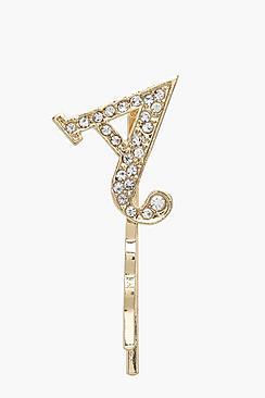 Boohoo Annabel Diamante A Initial Hair Slide