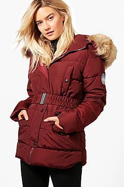 Boohoo Corinne Belted Padded Coat