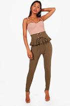 Boohoo Mia Corset Waist Ruffle Detail Skinny Trouser