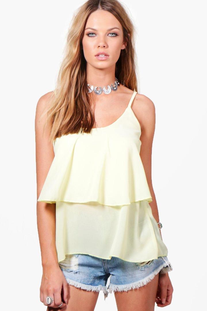 Boohoo Erin Woven Tiered Cami Yellow