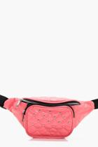 Boohoo Lola Quilt And Stud Bumbag Pink