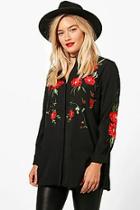 Boohoo Annabel Boutique Woven Floral Embroidered Shirt
