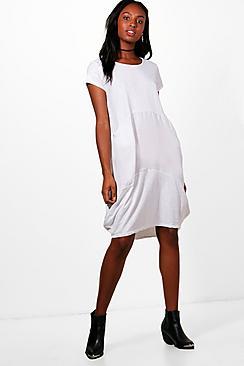 Boohoo Ash Jersey/ Woven Mix Oversized Midi Dress