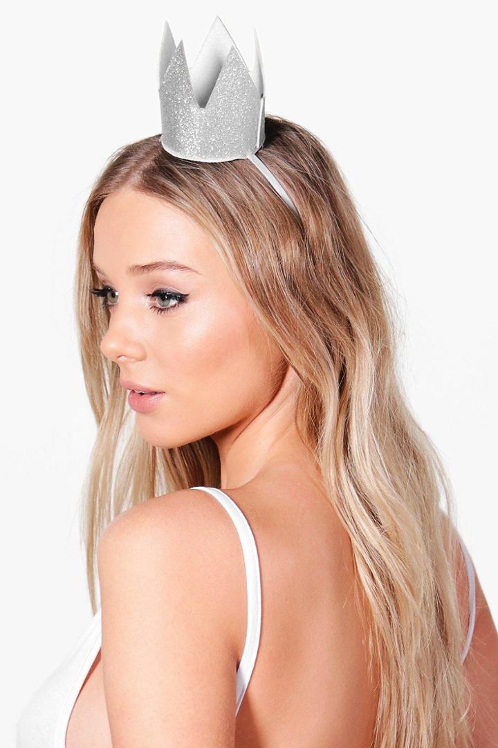 Boohoo Lexi Bridal Hen Party Crown Headband Silver