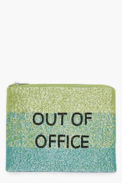 Boohoo Erin Out Of Office Slogan Embellished Clutch