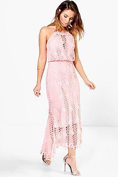Boohoo Boutique Hedvig Crochet Midi Dress