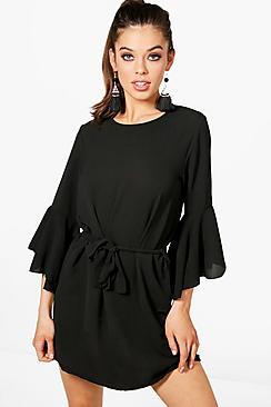 Boohoo Lana Tierred Ruffle Shift Dress