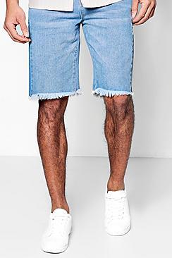 Boohoo Loose Fit Cut And Sew Skater Denim Shorts
