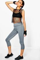 Boohoo Ashley Fit Criss Cross Capri Running Legging Grey