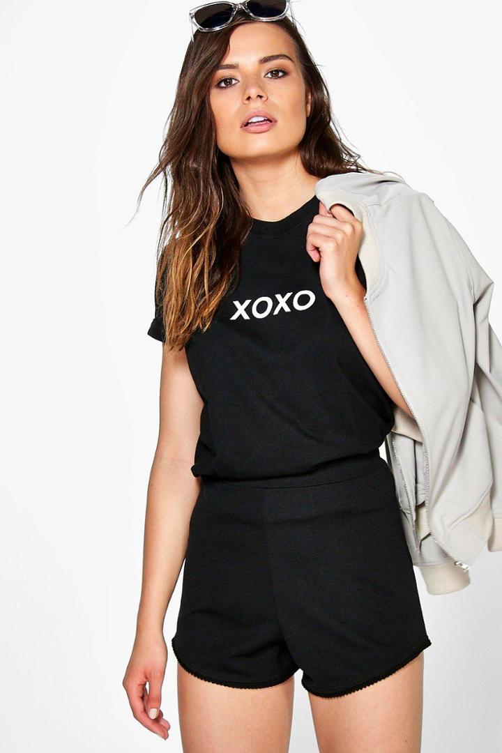 Boohoo Maria High Waisted Trim Detail Shorts Black