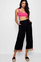 Boohoo Amy Woven Multi Pom Hem Culotte