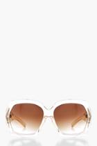 Boohoo Faye Clear Frame Oversized Sunglasses Nude