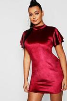 Boohoo Plus Velvet High Neck Cap Sleeve Bodycon Dress