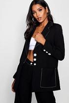 Boohoo Sarah Contrast Stitch Boxy Blazer