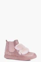 Boohoo Natasha Fur Trim High Top Pink