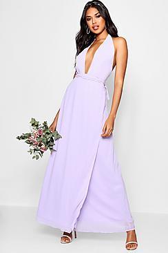 Boohoo Boutique Chiffon Halterneck Maxi Dress