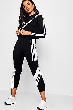 Boohoo Allie Panelled Side Striped Leggings