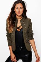 Boohoo Molly Military Blazer Khaki