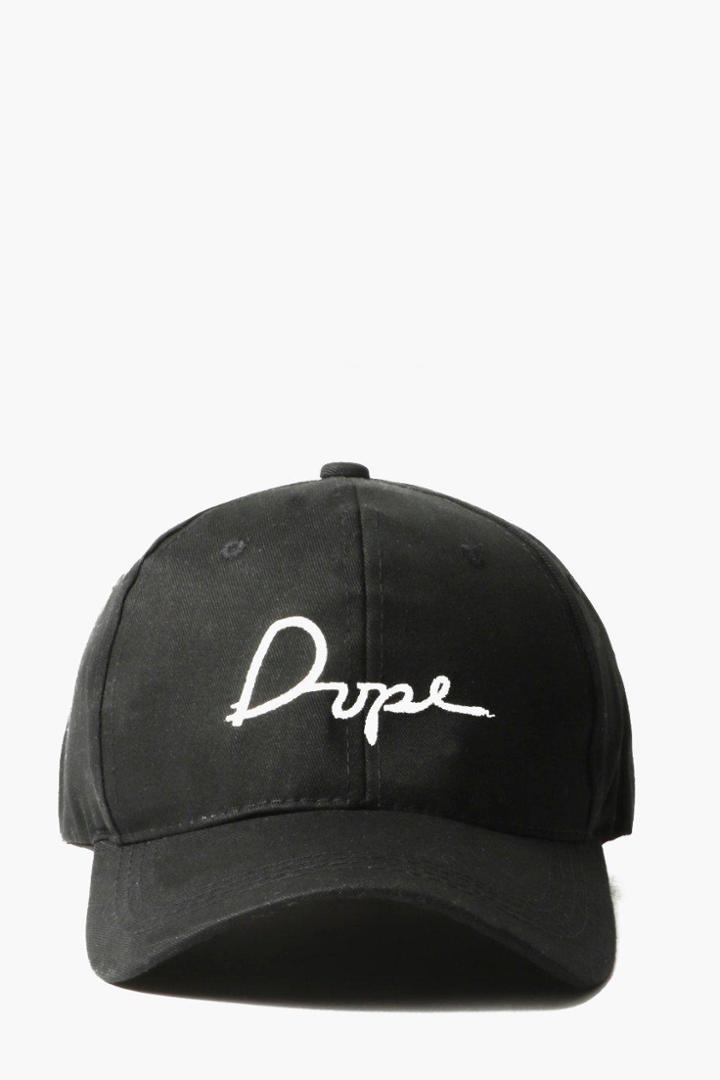 Boohoo Black Dope Embroidered Cap Black
