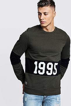 Boohoo 1995 Slogan Colour Block Sweatshirt