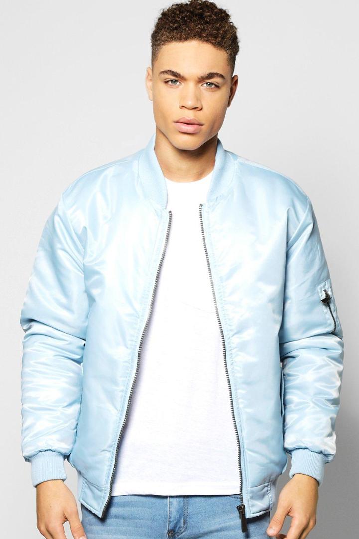 Boohoo Pastel Padded Ma1 Bomber Sky