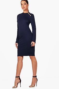 Boohoo Suzie Button Detail Bodycon Dress