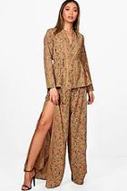 Boohoo Alison Silky Kimono And Split Trouser Co-ord