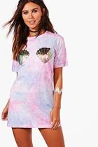 Boohoo Petite Kia Mermaid Shell Tie Dye T-shirt Dress