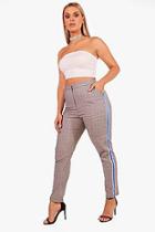 Boohoo Plus Demi Sports Tape Check Tapered Trouser