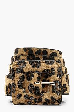 Boohoo Plus Faux Fur Leopard Buckle Boyfriend Belt