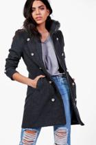Boohoo Maddison Military Style Coat Grey