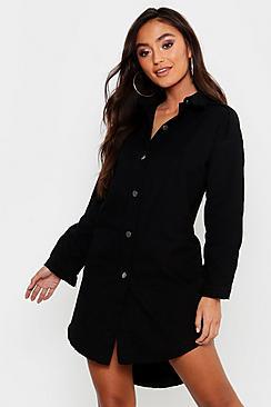 Boohoo Petite Distressed Oversized Shirt Dress