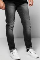 Boohoo Slim Fit Charcoal Jeans With Sandblasting Charcoal