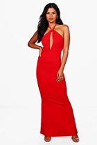 Boohoo Willow Plunge Halterneck Maxi Dress