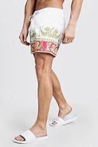 Boohoo Baroque Print Mid Length Swim Short