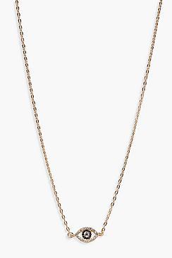 Boohoo Emily Diamante Evil Eye Pendant Skinny Necklace