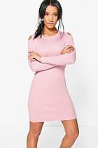 Boohoo Isabelle Cold Shoulder Rib Knit Bodycon Dress