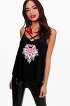 Boohoo Sophia Applique Slinky Strappy Cami
