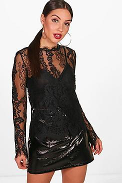 Boohoo Lilly Eyelash Lace Top